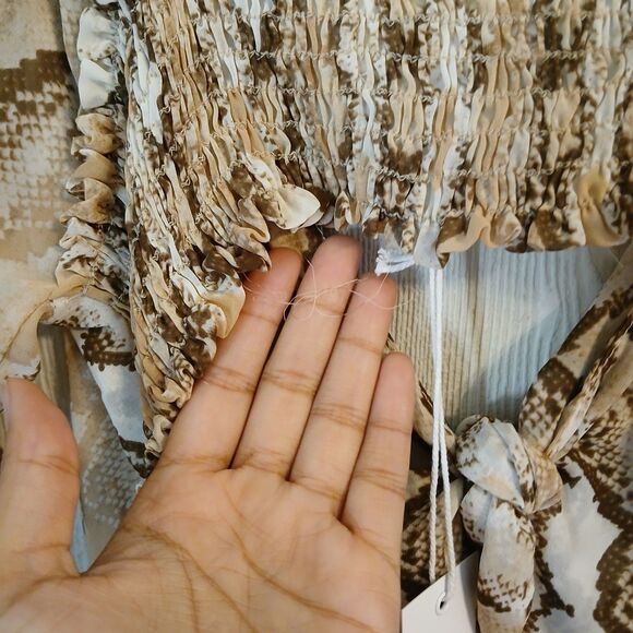 Cake Women's Size L Brown Beige Desert Python Snake Print High Low Dress - Picture 5 of 10